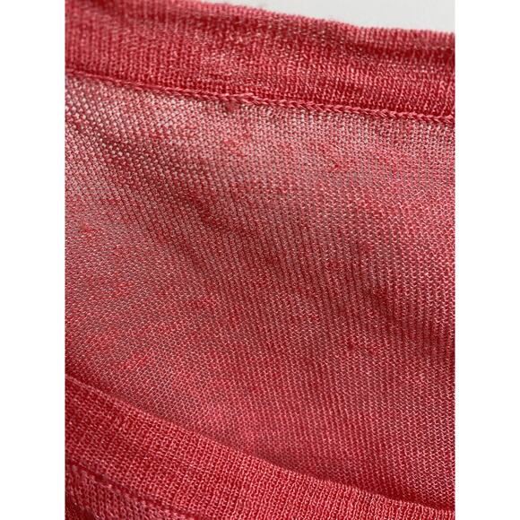 Eileen Fisher Pink Linen Nylon‎ Fine Knit Asymmetrical Top Tee Shirt XL Beachy - Picture 4 of 12